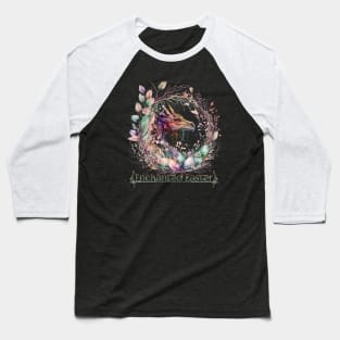 Enchanted Easter Dragon Wreath Egg Pastel Design Baseball T-Shirt